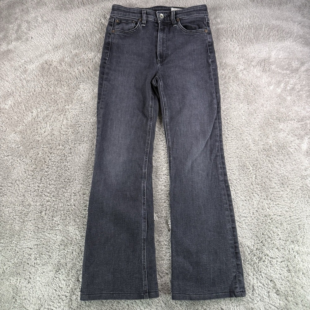 Rag & Bone Nina High Rise Cigarette Jeans Womens 24 Black Stretch Denim USA